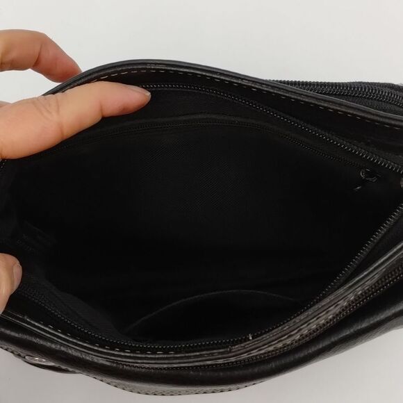 𝅺FOSSIL Small Leather Crossbody Black Turn Lock Closure - Picture 6 of 12